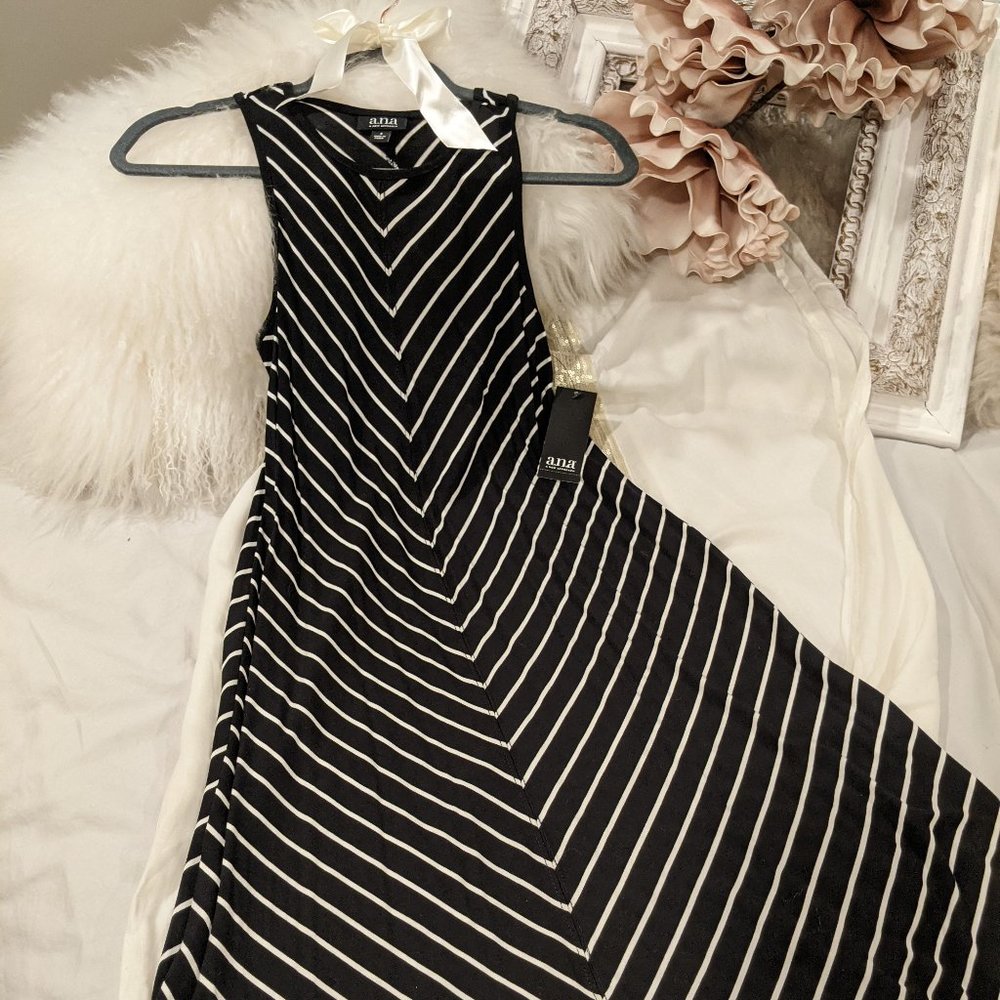 a.n.a Striped Midi Dress (NWT)